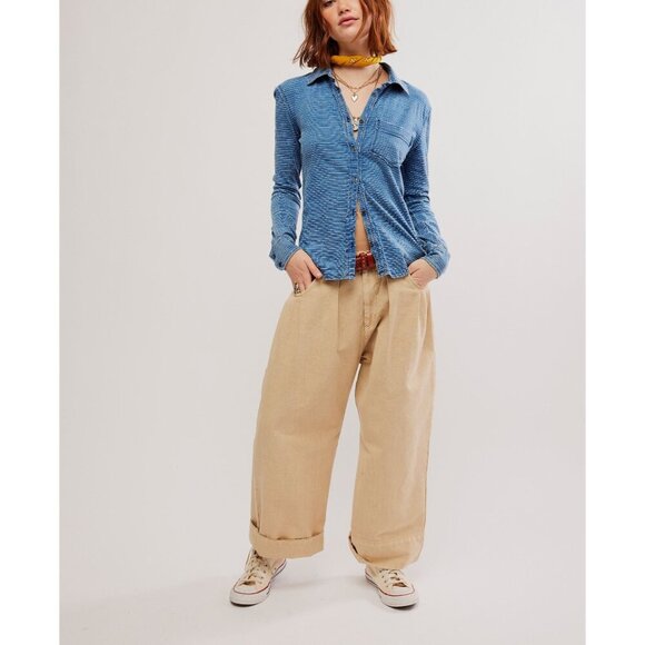 🆕 FREE PEOPLE Blue Blue Shirting / Indigo Combo $98 RETAIL! - Picture 5 of 10